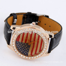 Fashion leather watch with America flag joker sexy ladies watches